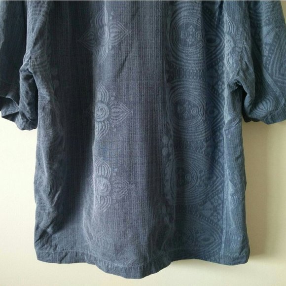 BOUNDARY Bay 100% Silk w Coconut Buttons Oversized Button Up Short Sleeve Shirt - Picture 8 of 13